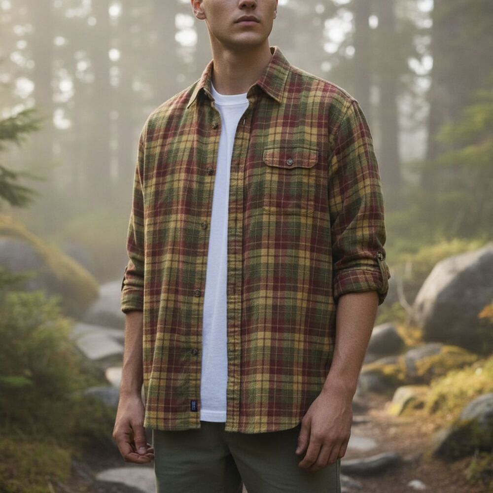 Vintage Lochlana Flannel Shirt Mens XL Wool Cotton Button Up Plaid Cabin Pocket